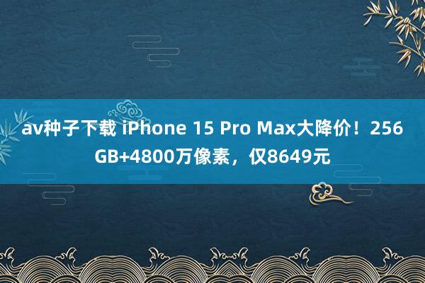 av种子下载 iPhone 15 Pro Max大降价！256GB+4800万像素，仅8649元